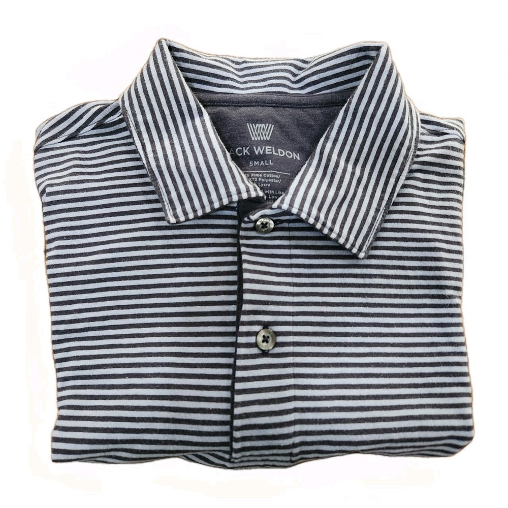 MACK WELDON Polo Shirt Mens Small Short Sleeves Striped Pima Cotton Blend